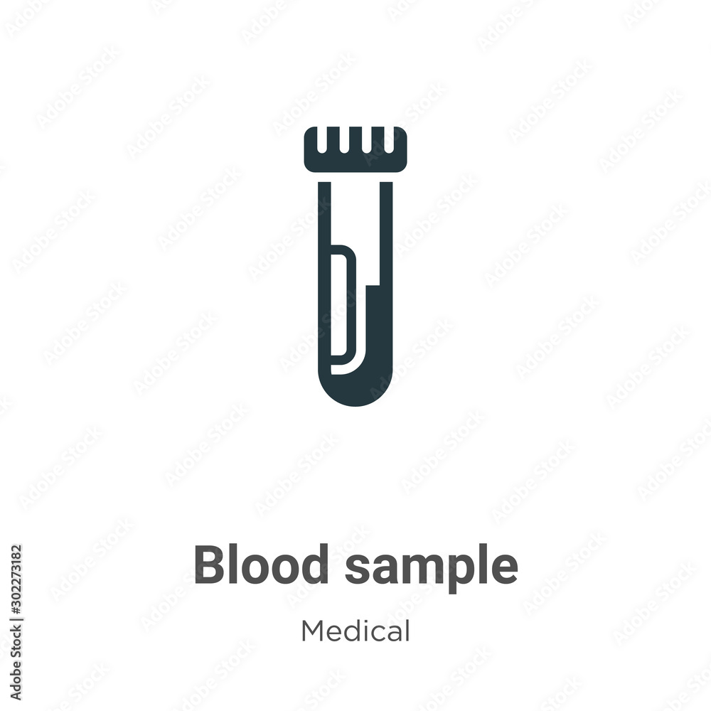 Blood sample vector icon on white background. Flat vector blood sample