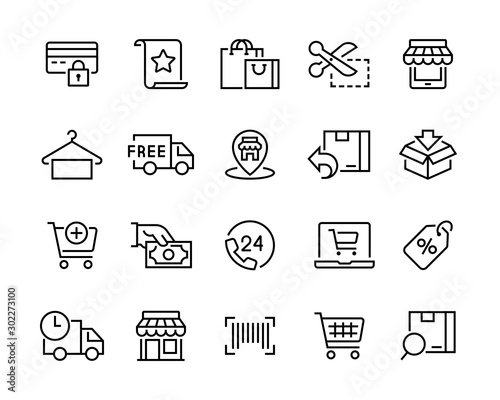 set of shopping icons. editable vector stroke 96x96 pixel 
