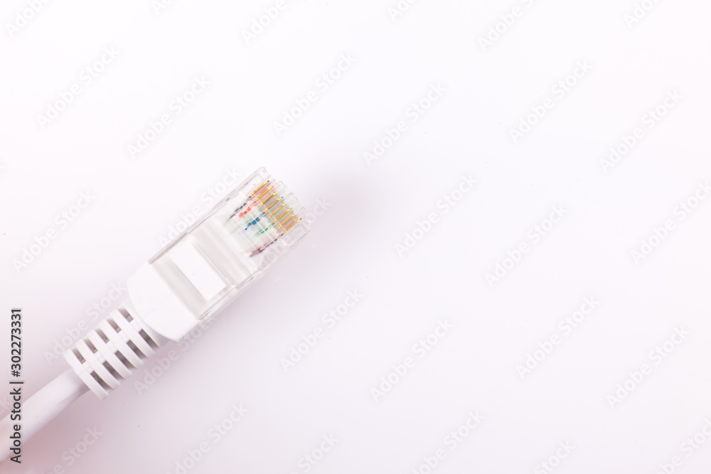 connection and data cable and plug on white background connection and data cable and plug on white background