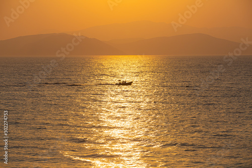 Sunset in Turkey seashore near Kusadasi