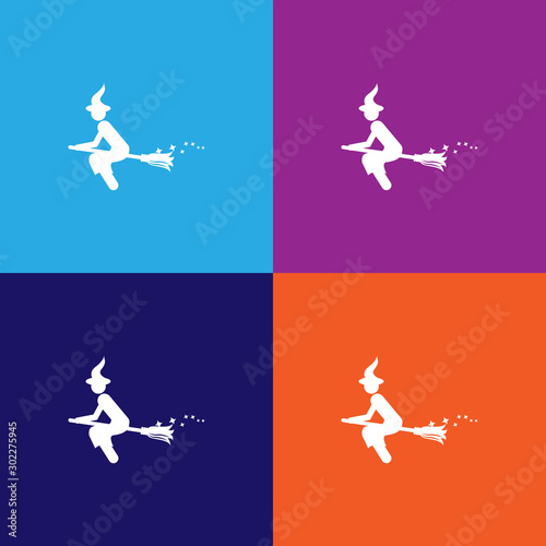 witch on a broomstick icon.Element of popular magic icon. Premium quality graphic design. Signs, symbols collection icon for websites, web design