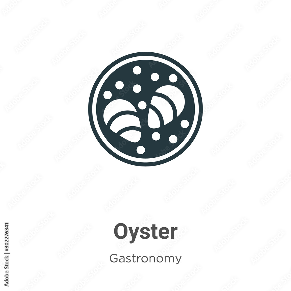 Oyster vector icon on white background. Flat vector oyster icon symbol sign from modern gastronomy collection for mobile concept and web apps design.