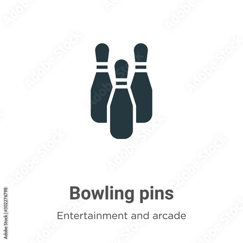 Bowling pins vector icon on white background. Flat vector bowling pins icon symbol sign from modern entertainment and arcade collection for mobile concept and web apps design.