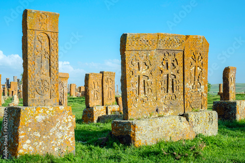 Historic Khachars at Noratus Cemetery, Noraduz (Noratus), Gegharkunik Province, Armenia photo
