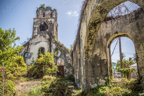 Church abandoned destroyed by the hurricane in the Caribbean - grenada 