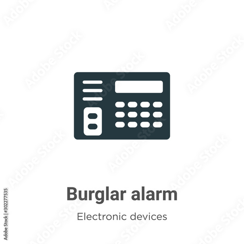 Burglar alarm vector icon on white background. Flat vector burglar alarm icon symbol sign from modern electronic devices collection for mobile concept and web apps design.