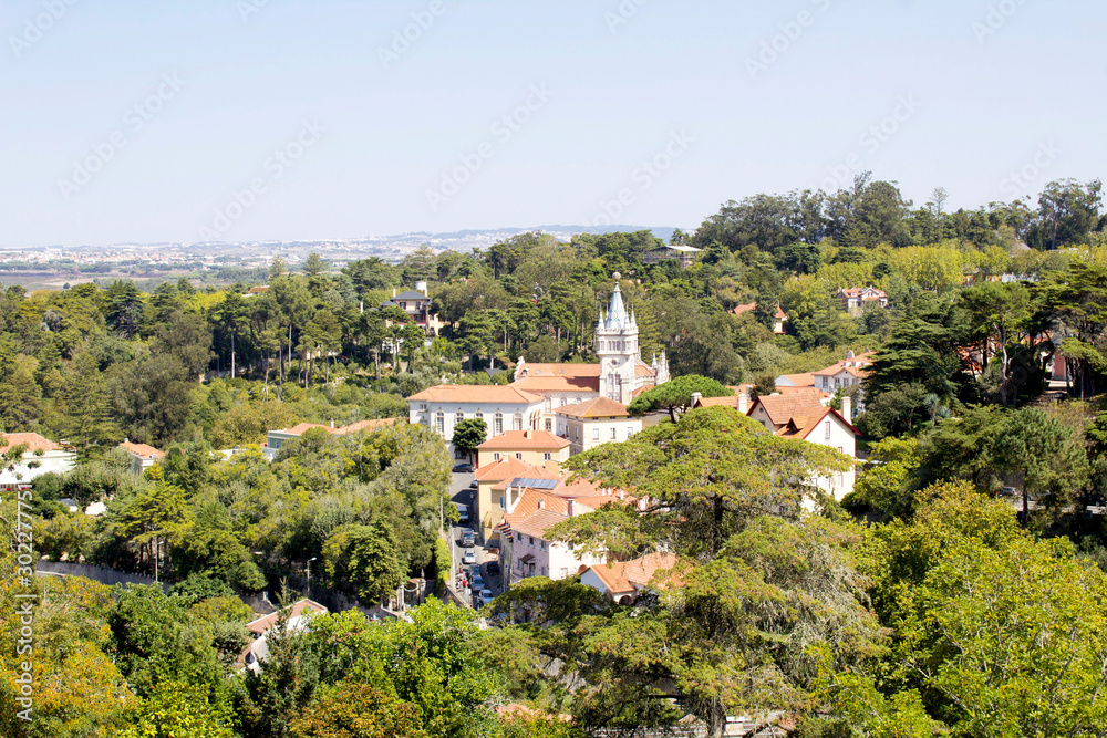 Beautiful panoramic view of  the city on the summer day. Sintra.Portugal.