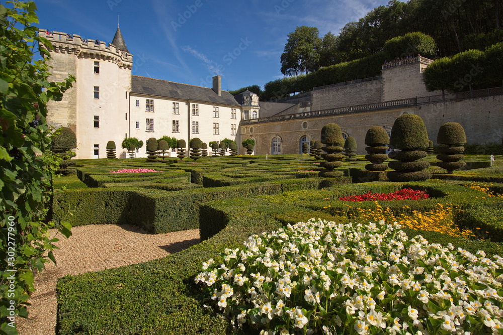 Fototapeta premium Gardens of the castle Villandry of the Loire valley in France,Europe