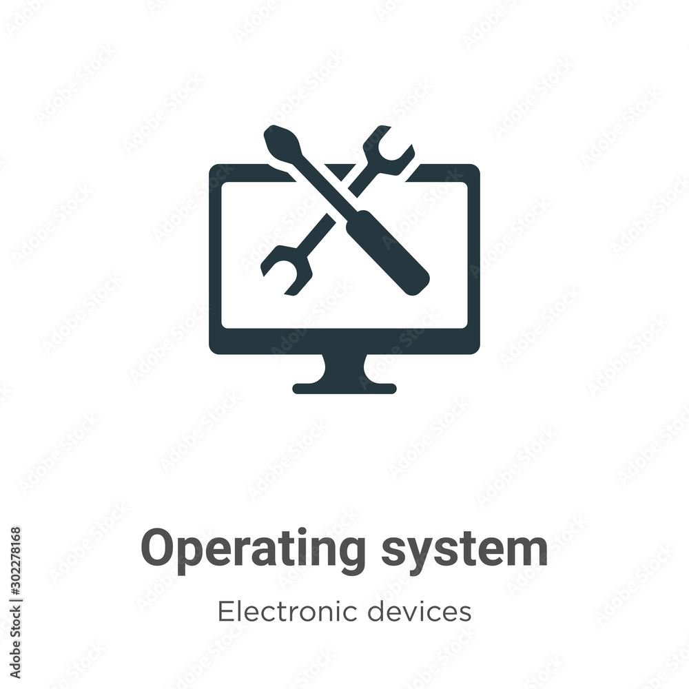 Operating system vector icon on white background. Flat vector operating ...