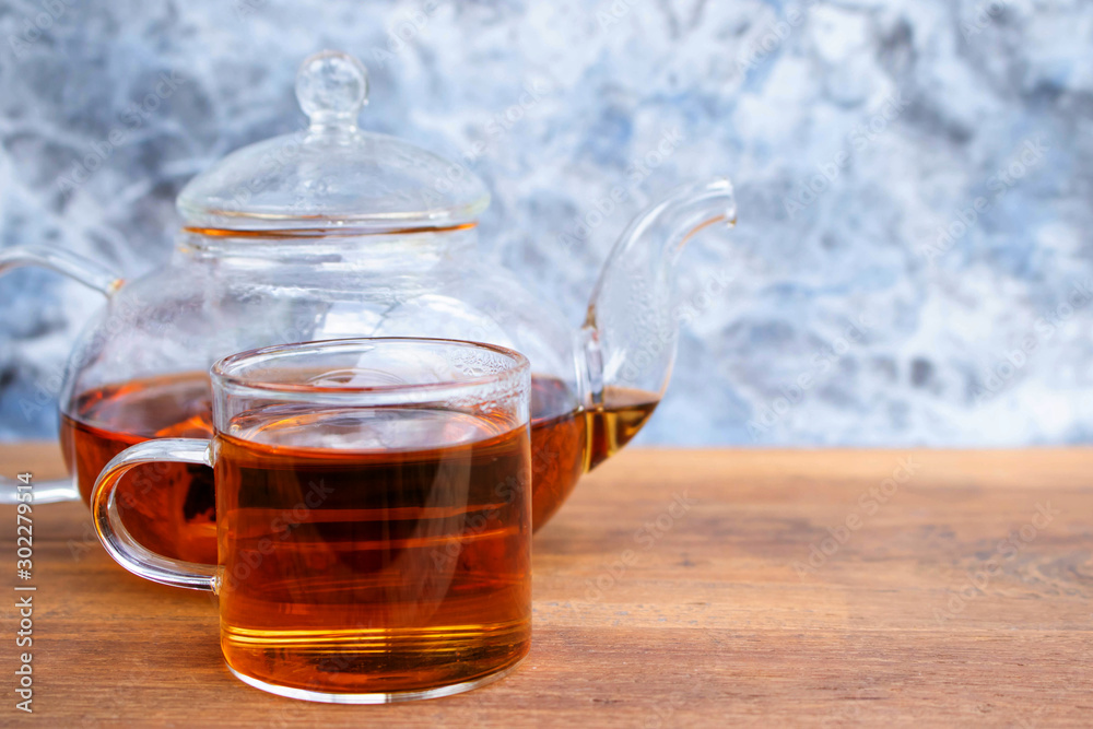 Glass and teapot. Glass and teapot.