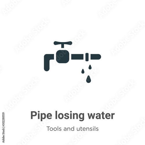 Pipe losing water vector icon on white background. Flat vector pipe losing water icon symbol sign from modern tools and utensils collection for mobile concept and web apps design.