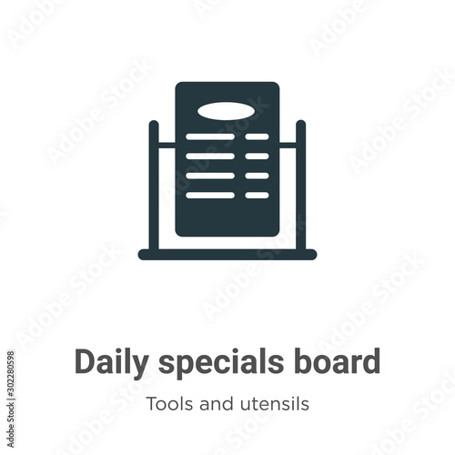 Daily specials board vector icon on white background. Flat vector daily specials board icon symbol sign from modern tools and utensils collection for mobile concept and web apps design.