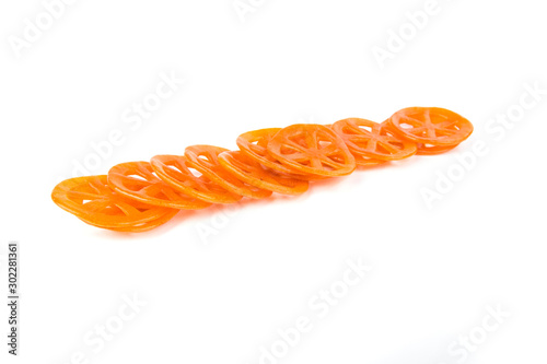 Pile of dehydrated orange wagonwheel duros duritos food photo