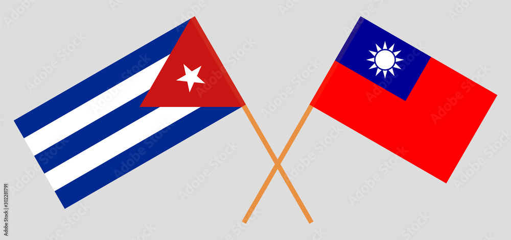 Crossed flags of Taiwan and Cuba Crossed flags of Taiwan and Cuba