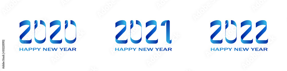 Ribbon serpentine number 2020, 2021 and 2022 new year set Ribbon serpentine number 2020, 2021 and 2022 new year set