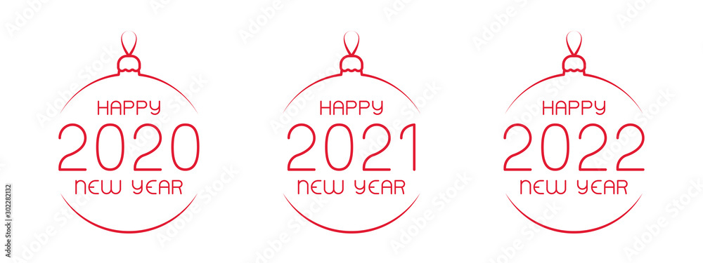 Happy new year set with toy and number year 2020, 2021 and 2022 Happy new year set with toy and number year 2020, 2021 and 2022