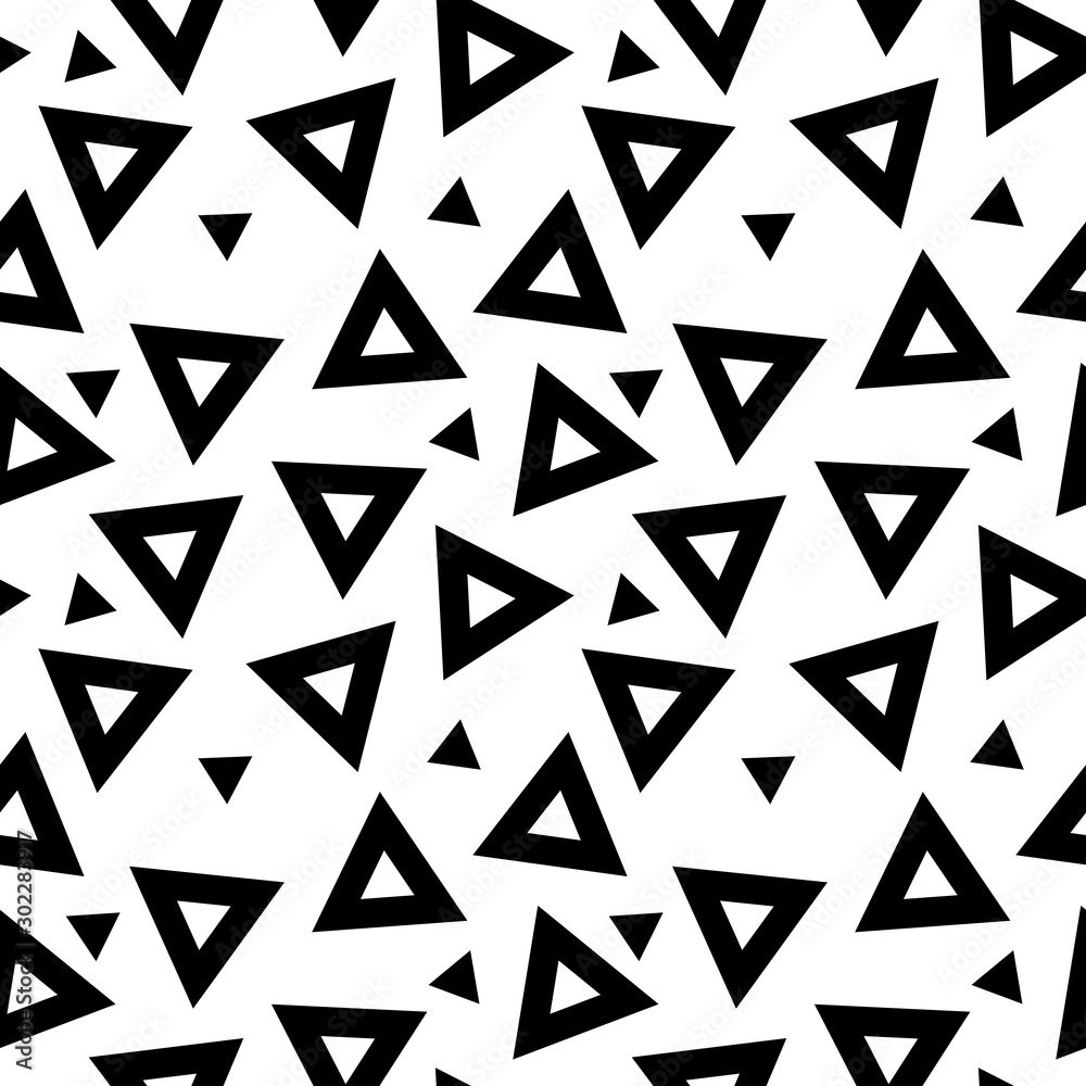 Abstract seamless pattern with graphyc elements - triangles.  Avant-garde collage style. Geometric wallpaper for business brochure,  cover design.
