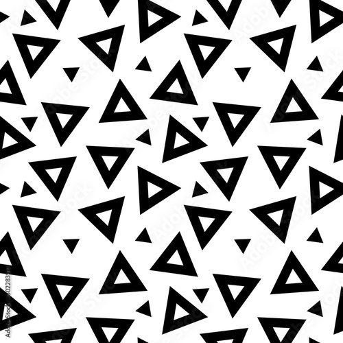 Abstract seamless pattern with graphyc elements - triangles. Avant-garde collage style. Geometric wallpaper for business brochure, cover design.