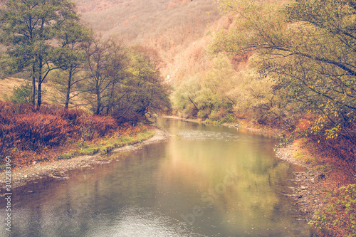 Autumn lake colors. Fall background