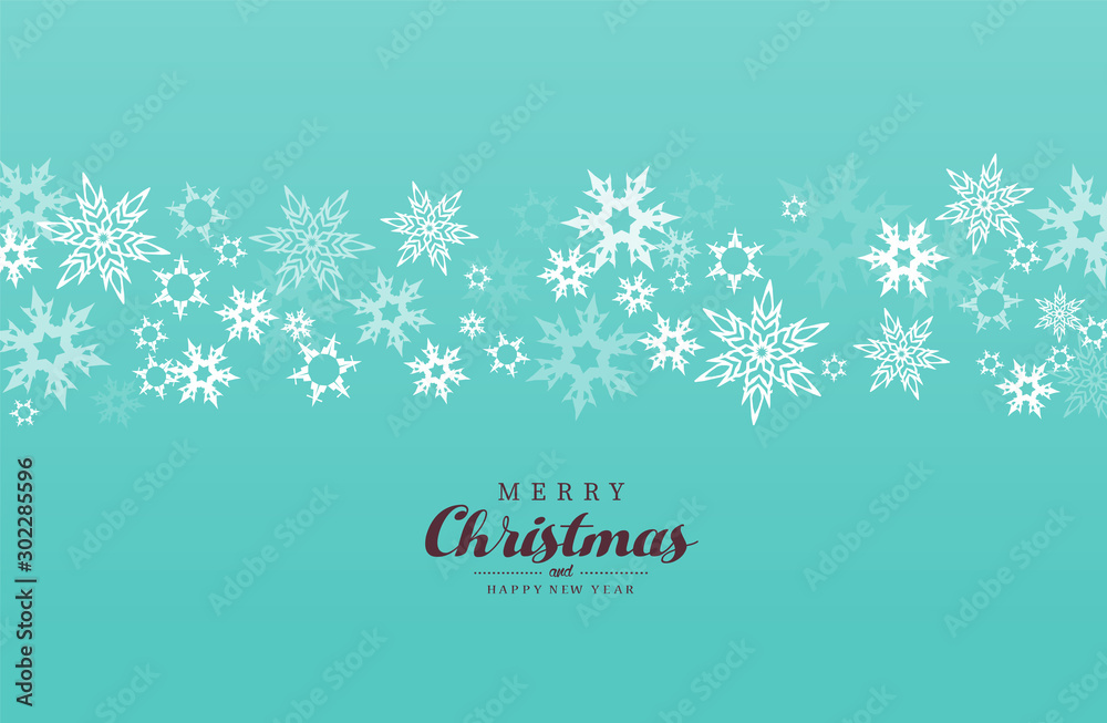 Merry Christmas vector illustration with many snowflakes on green background. Merry Christmas vector illustration with many snowflakes on green background.