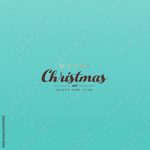 Christmas background with simple text Merry Christmas - season's greetings on green background.