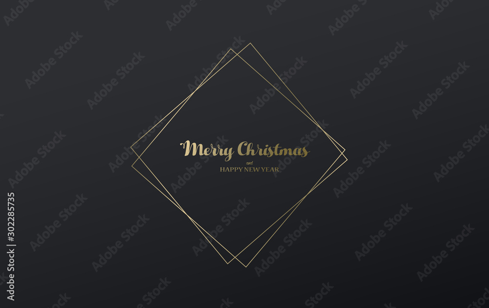 Dark Christmas vector background with line art.