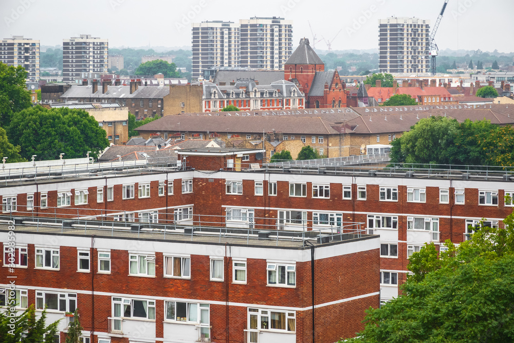 Mixture of housing developments around Hoxton area in London