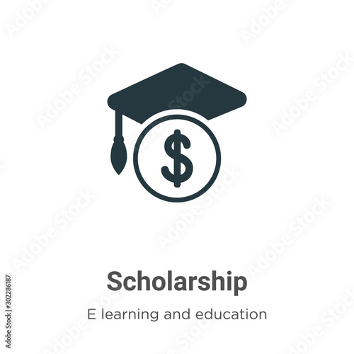 Scholarship vector icon on white background. Flat vector scholarship icon symbol sign from modern e learning and education collection for mobile concept and web apps design.