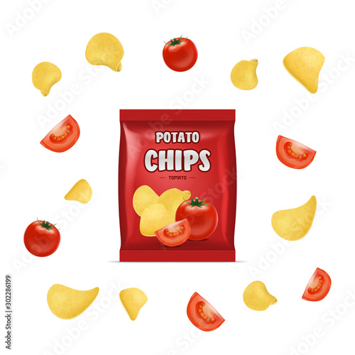 Realistic Detailed 3d Chips Advertisement Bag. Vector
