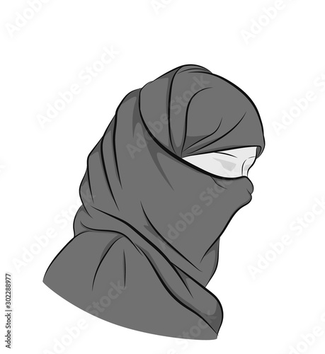 Muslim woman. wrapped in a burqa. vector illustration.