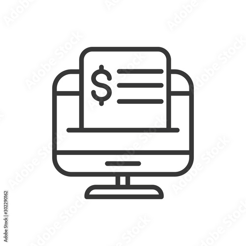 computer bill finance bank money icon thick line