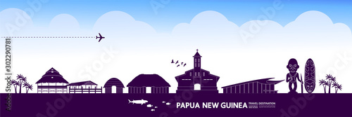 Papua New Guinea travel destination grand vector illustration.