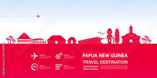 Papua New Guinea travel destination grand vector illustration.