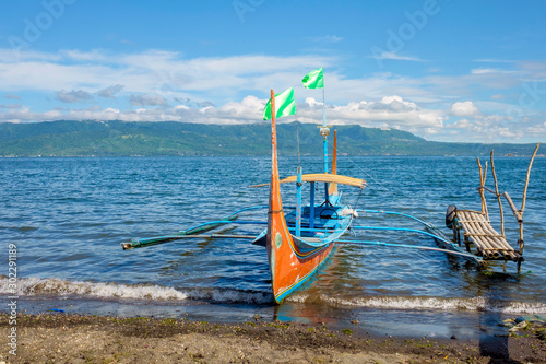 Bangka boat on  Taal Lake, Taal Volcano Island, Talisay, Philippines photo