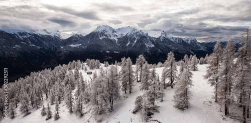 Mountain landscape in Serre Chevalier, French Alps