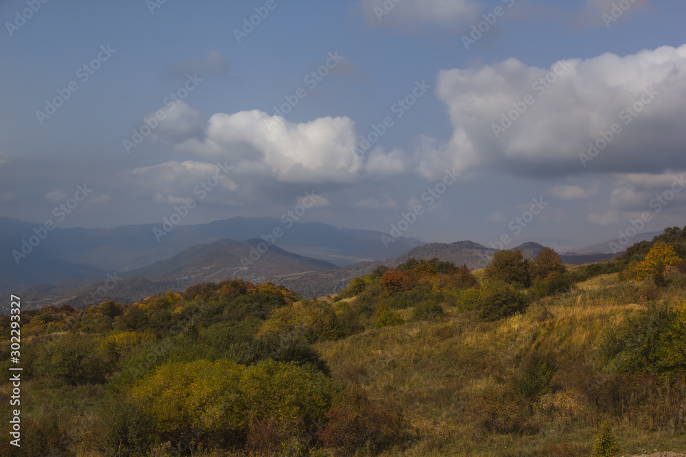Kakheti landscape, view of the Alazani Valley in autumn, Georgia