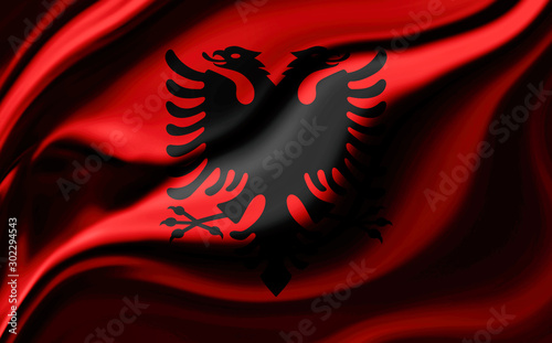 Flag of Albania with wind waves