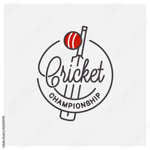 Cricket championship logo. Round linear of bats