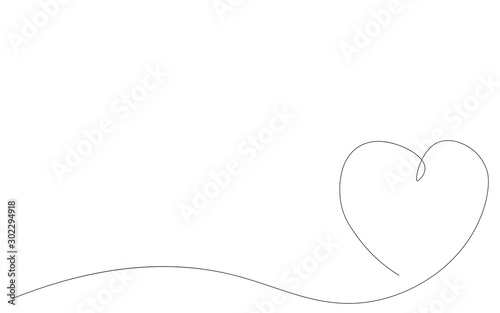 Heart background one line draw, vector illustration