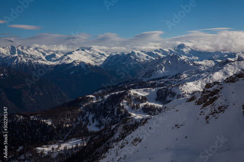 Mountain landscape in Serre Chevalier, French Alps © belyaaa