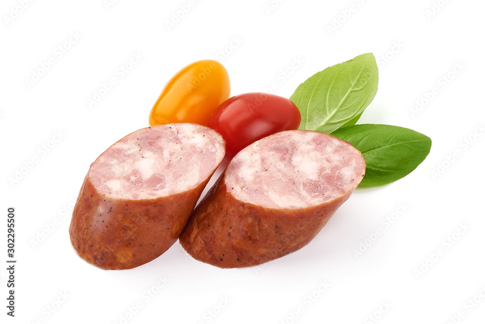 Chinese Dried Sausages, smoked pork sausage, isolated on white background Chinese Dried Sausages, smoked pork sausage, isolated on white background