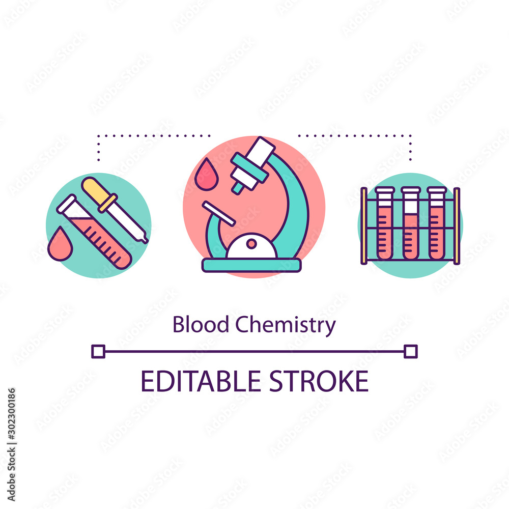 Blood chemistry concept icon. Clinical biochemistry. Medical lab