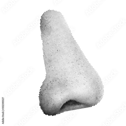 Halftone Human Nose isolated on white background. Side view