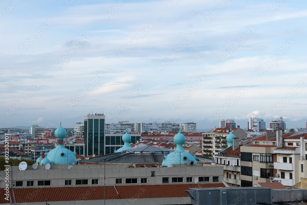Lisbon rooftops on a cloudy day overlooking Campo Pequeno Lisbon rooftops on a cloudy day overlooking Campo Pequeno