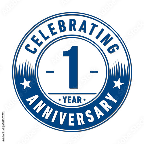 1 year anniversary celebration logo template. Vector and illustration.