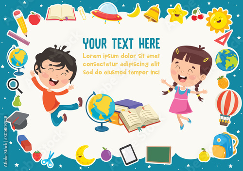 Colorful Template With Cute Children