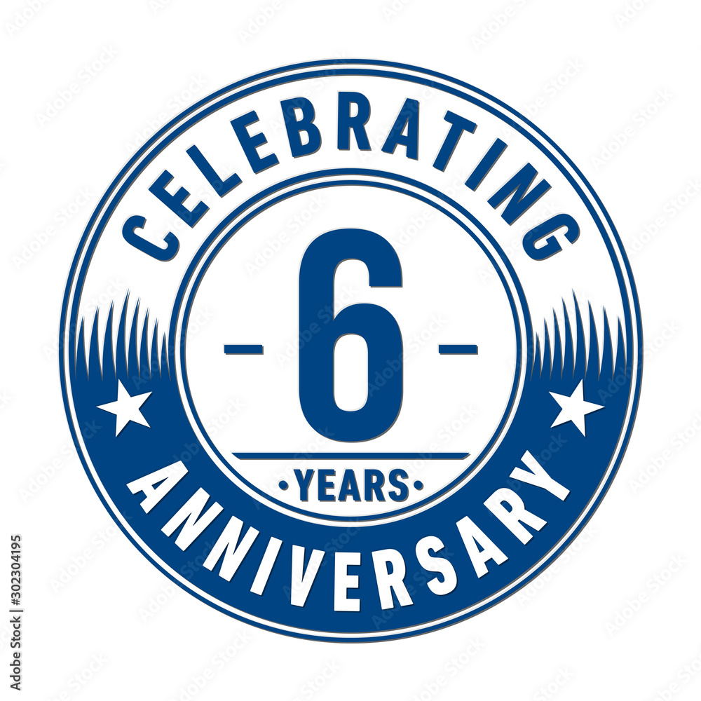 6 years anniversary celebration logo template. Vector and illustration.