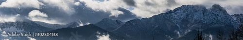 Panorama HDR of the Tatra Mountains and Zakopane in Poland, National Park,  pictures taken in cloudy day.