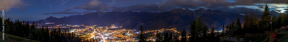 Panorama HDR of the Tatra Mountains and Zakopane in Poland, National Park,  pictures taken in cloudy day.