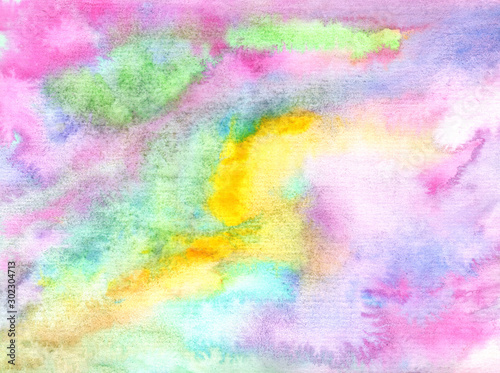 pink yellow green blue watercolor pastel background with diagonal lines and spots © ksenija1803z